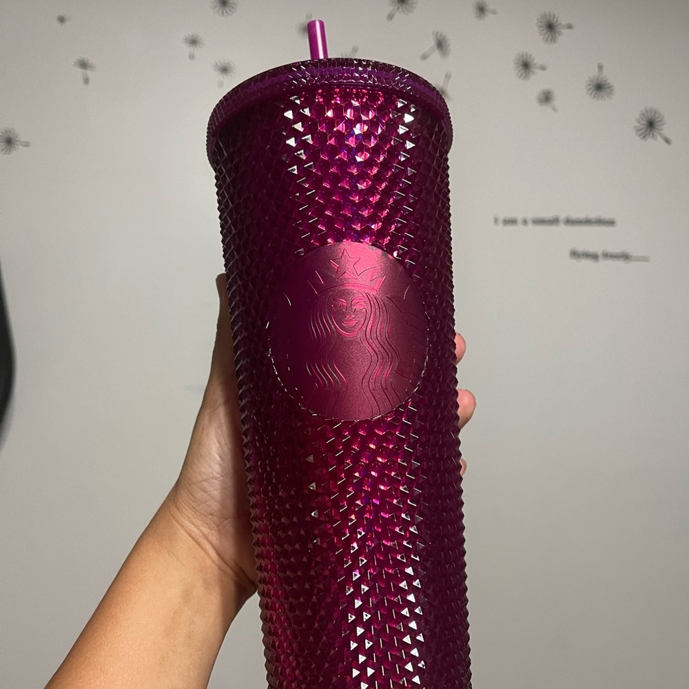 Red maroon berry Starbucks studded venti cold cup tumbler
